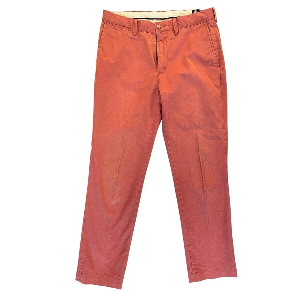 Polo Ralph Lauren Classic Fit Pants 34x32 Coral Red Flawed Stretch Cotton Preppy
